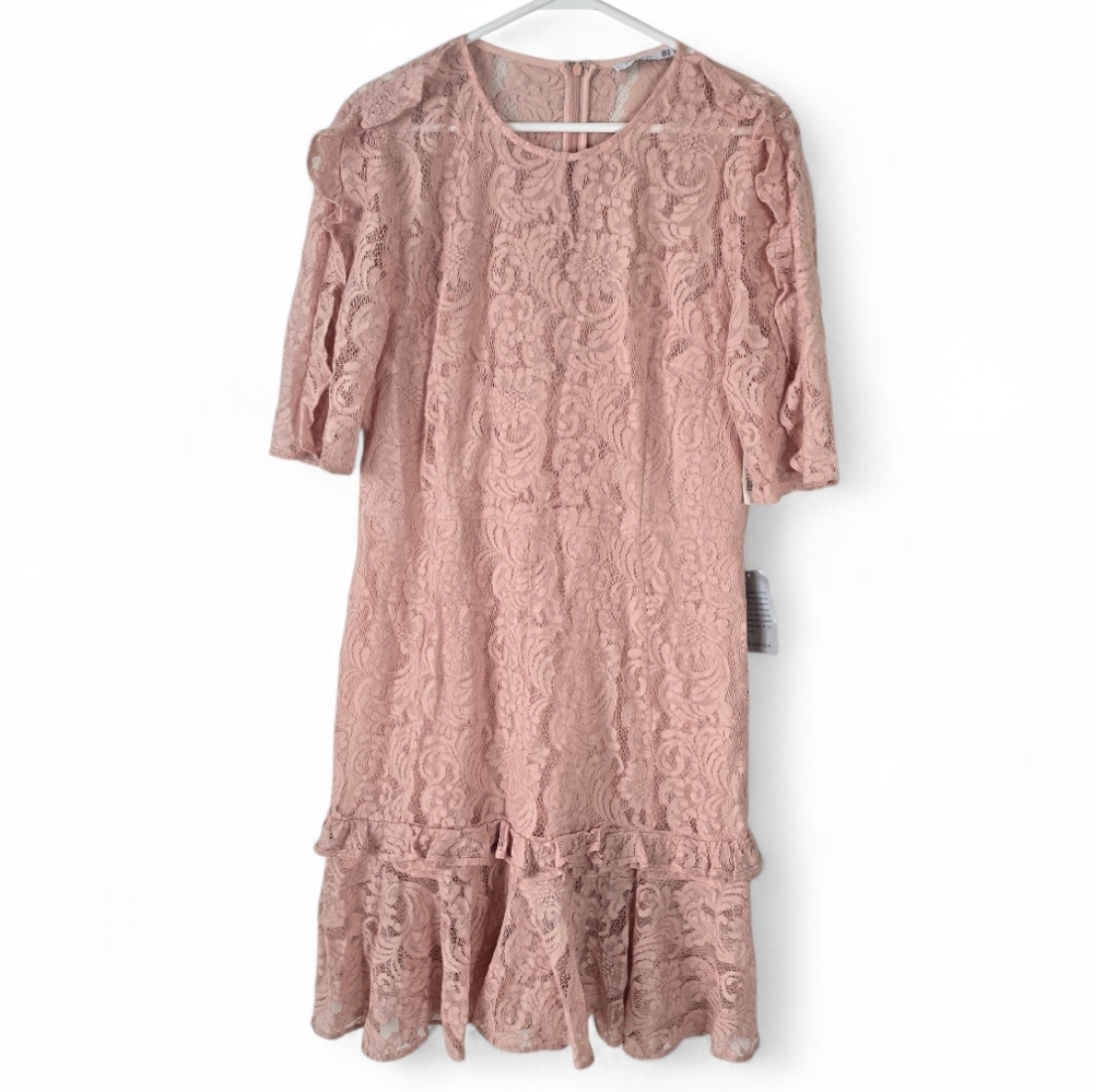 NWT Cooper St Rose Cloud Lace Sheath Dress 12 Ruffles Party Wedding